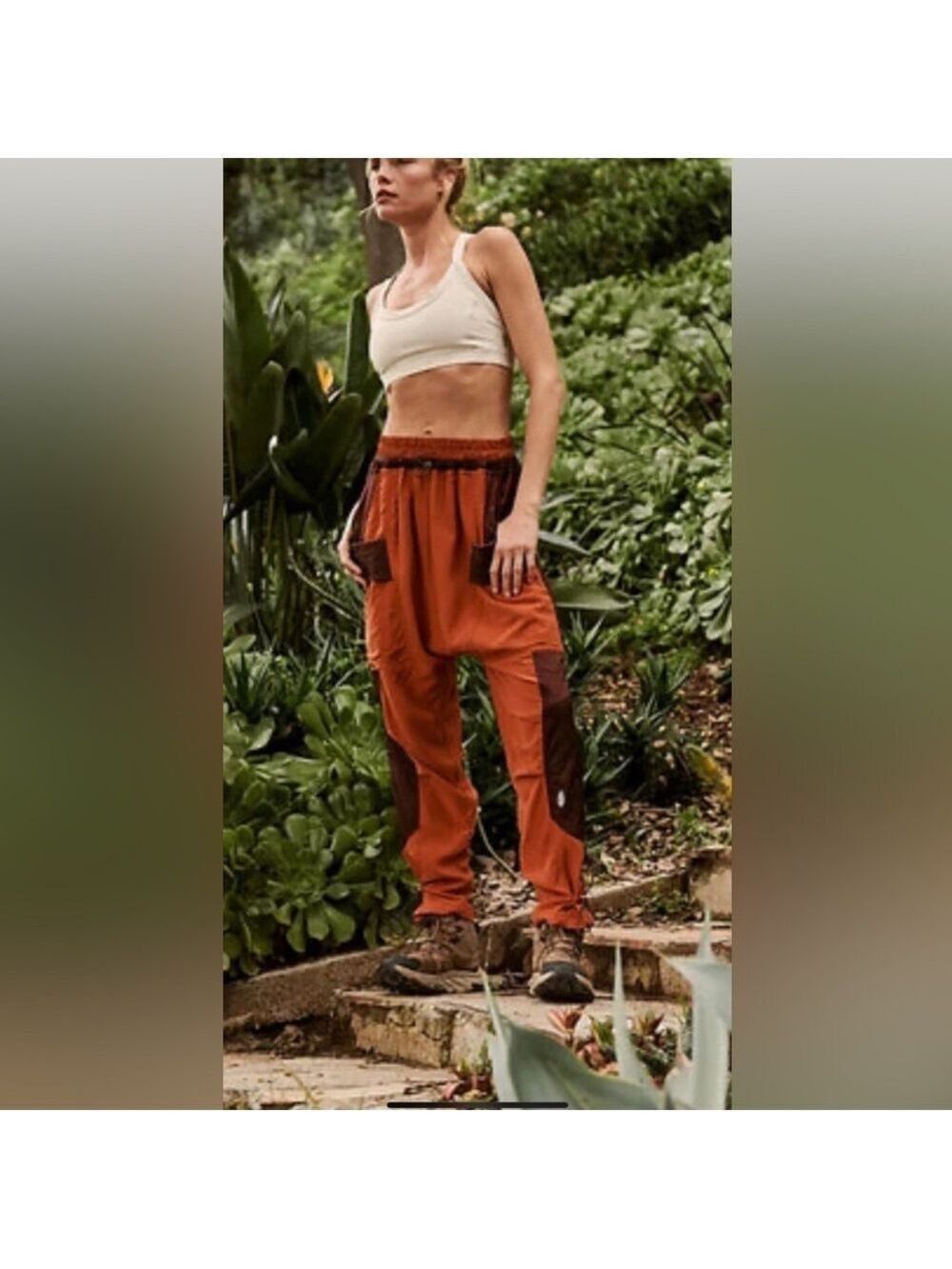 Free People Movements NWT Tricked Out Cargo Pants Red Earth Combo Size XS Comfy